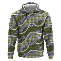 Green Hawaii Palaka Honohono Pikake Zip Hoodie Hawaiian Orchid Lei Polynesian Pattern - Polynesian Pride