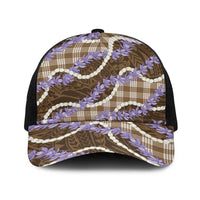 Brown Hawaii Palaka Honohono Pikake Baseball Net Cap Hawaiian Orchid Lei Polynesian Pattern LT14 One Size Black Brown - Polynesian Pride