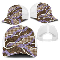 Brown Hawaii Palaka Honohono Pikake Baseball Net Cap Hawaiian Orchid Lei Polynesian Pattern LT14 - Polynesian Pride