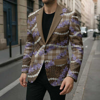 Brown Hawaii Palaka Honohono Pikake Blazer Hawaiian Orchid Lei Polynesian Pattern - Polynesian Pride