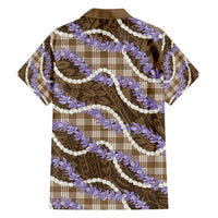 Brown Hawaii Palaka Honohono Pikake Family Matching Puletasi and Hawaiian Shirt Hawaiian Orchid Lei Polynesian Pattern - Polynesian Pride