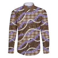 Brown Hawaii Palaka Honohono Pikake Family Matching Puletasi and Hawaiian Shirt Hawaiian Orchid Lei Polynesian Pattern - Polynesian Pride