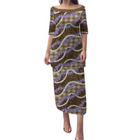 Brown Hawaii Palaka Honohono Pikake Family Matching Puletasi and Hawaiian Shirt Hawaiian Orchid Lei Polynesian Pattern - Polynesian Pride