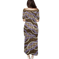 Brown Hawaii Palaka Honohono Pikake Family Matching Puletasi and Hawaiian Shirt Hawaiian Orchid Lei Polynesian Pattern - Polynesian Pride