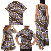 Brown Hawaii Palaka Honohono Pikake Family Matching Tank Maxi Dress and Hawaiian Shirt Hawaiian Orchid Lei Polynesian Pattern - Polynesian Pride