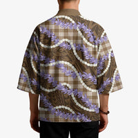 Brown Hawaii Palaka Honohono Pikake Kimono Hawaiian Orchid Lei Polynesian Pattern - Polynesian Pride