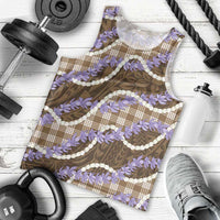 Brown Hawaii Palaka Honohono Pikake Men Tank Top Hawaiian Orchid Lei Polynesian Pattern - Polynesian Pride