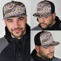 Brown Hawaii Palaka Honohono Pikake Mesh Trucker Cap Hawaiian Orchid Lei Polynesian Pattern - Polynesian Pride