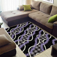 Black Hawaii Palaka Honohono Pikake Area Rug Hawaiian Orchid Lei Polynesian Pattern - Polynesian Pride