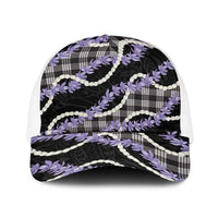 Black Hawaii Palaka Honohono Pikake Baseball Net Cap Hawaiian Orchid Lei Polynesian Pattern - Polynesian Pride