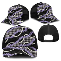 Black Hawaii Palaka Honohono Pikake Baseball Net Cap Hawaiian Orchid Lei Polynesian Pattern - Polynesian Pride