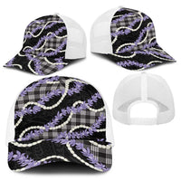 Black Hawaii Palaka Honohono Pikake Baseball Net Cap Hawaiian Orchid Lei Polynesian Pattern - Polynesian Pride