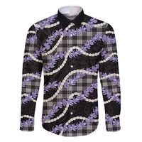 Black Hawaii Palaka Honohono Pikake Family Matching Long Sleeve Bodycon Dress and Hawaiian Shirt Hawaiian Orchid Lei Polynesian Pattern - Polynesian Pride