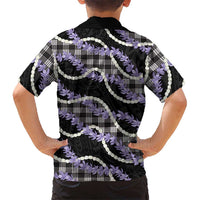 Black Hawaii Palaka Honohono Pikake Family Matching Off Shoulder Short Dress and Hawaiian Shirt Hawaiian Orchid Lei Polynesian Pattern LT14 - Polynesian Pride
