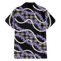 Black Hawaii Palaka Honohono Pikake Family Matching Off Shoulder Short Dress and Hawaiian Shirt Hawaiian Orchid Lei Polynesian Pattern LT14 - Polynesian Pride