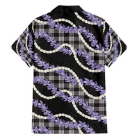 Black Hawaii Palaka Honohono Pikake Family Matching Off Shoulder Short Dress and Hawaiian Shirt Hawaiian Orchid Lei Polynesian Pattern - Polynesian Pride