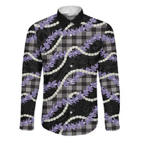 Black Hawaii Palaka Honohono Pikake Family Matching Off Shoulder Short Dress and Hawaiian Shirt Hawaiian Orchid Lei Polynesian Pattern LT14 Dad's Shirt - Long Sleeve Black - Polynesian Pride