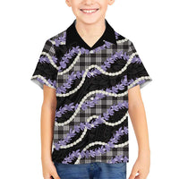 Black Hawaii Palaka Honohono Pikake Family Matching Off Shoulder Short Dress and Hawaiian Shirt Hawaiian Orchid Lei Polynesian Pattern LT14 - Polynesian Pride