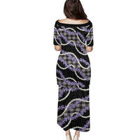 Black Hawaii Palaka Honohono Pikake Family Matching Puletasi and Hawaiian Shirt Hawaiian Orchid Lei Polynesian Pattern - Polynesian Pride