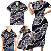 Black Hawaii Palaka Honohono Pikake Family Matching Short Sleeve Bodycon Dress and Hawaiian Shirt Hawaiian Orchid Lei Polynesian Pattern - Polynesian Pride