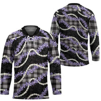 Black Hawaii Palaka Honohono Pikake Hockey Jersey Hawaiian Orchid Lei Polynesian Pattern - Polynesian Pride