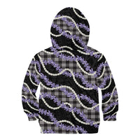 Black Hawaii Palaka Honohono Pikake Kid Hoodie Hawaiian Orchid Lei Polynesian Pattern - Polynesian Pride