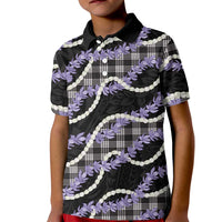 Black Hawaii Palaka Honohono Pikake Kid Polo Shirt Hawaiian Orchid Lei Polynesian Pattern LT14 Kid Black - Polynesian Pride