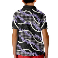 Black Hawaii Palaka Honohono Pikake Kid Polo Shirt Hawaiian Orchid Lei Polynesian Pattern LT14 - Polynesian Pride