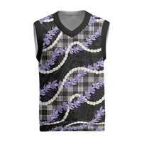 Black Hawaii Palaka Honohono Pikake Christmas Knitted V-Neck Vest Hawaiian Orchid Lei Polynesian Pattern - Polynesian Pride