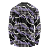 Black Hawaii Palaka Honohono Pikake Long Sleeve Shirt Hawaiian Orchid Lei Polynesian Pattern - Polynesian Pride