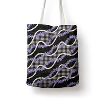 Black Hawaii Palaka Honohono Pikake Tote Bag Hawaiian Orchid Lei Polynesian Pattern - Polynesian Pride