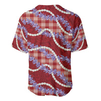 Red Hawaii Palaka Honohono Pikake Baseball Jersey Hawaiian Orchid Lei Polynesian Pattern - Polynesian Pride