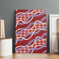 Red Hawaii Palaka Honohono Pikake Canvas Wall Art Hawaiian Orchid Lei Polynesian Pattern - Polynesian Pride