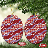Red Hawaii Palaka Honohono Pikake Ceramic Ornament Hawaiian Orchid Lei Polynesian Pattern - Polynesian Pride