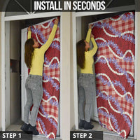 Red Hawaii Palaka Honohono Pikake Door Cover Hawaiian Orchid Lei Polynesian Pattern - Polynesian Pride