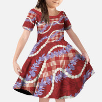 Red Hawaii Palaka Honohono Pikake Family Matching Long Sleeve Bodycon Dress and Hawaiian Shirt Hawaiian Orchid Lei Polynesian Pattern - Polynesian Pride