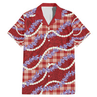 Red Hawaii Palaka Honohono Pikake Family Matching Mermaid Dress and Hawaiian Shirt Hawaiian Orchid Lei Polynesian Pattern - Polynesian Pride