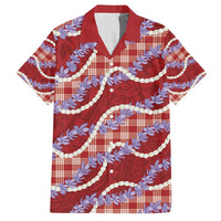 Red Hawaii Palaka Honohono Pikake Family Matching Puletasi and Hawaiian Shirt Hawaiian Orchid Lei Polynesian Pattern LT14 Dad's Shirt - Short Sleeve Red - Polynesian Pride