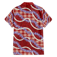 Red Hawaii Palaka Honohono Pikake Family Matching Puletasi and Hawaiian Shirt Hawaiian Orchid Lei Polynesian Pattern LT14 - Polynesian Pride