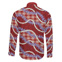 Red Hawaii Palaka Honohono Pikake Family Matching Puletasi and Hawaiian Shirt Hawaiian Orchid Lei Polynesian Pattern LT14 - Polynesian Pride