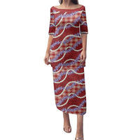 Red Hawaii Palaka Honohono Pikake Family Matching Puletasi and Hawaiian Shirt Hawaiian Orchid Lei Polynesian Pattern LT14 Red - Polynesian Pride