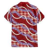 Red Hawaii Palaka Honohono Pikake Hawaiian Shirt Hawaiian Orchid Lei Polynesian Pattern LT14 - Polynesian Pride