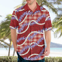 Red Hawaii Palaka Honohono Pikake Hawaiian Shirt Hawaiian Orchid Lei Polynesian Pattern LT14 - Polynesian Pride