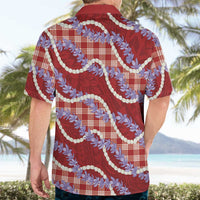 Red Hawaii Palaka Honohono Pikake Hawaiian Shirt Hawaiian Orchid Lei Polynesian Pattern LT14 - Polynesian Pride