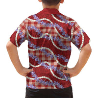 Red Hawaii Palaka Honohono Pikake Hawaiian Shirt Hawaiian Orchid Lei Polynesian Pattern LT14 - Polynesian Pride