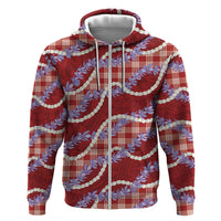 Red Hawaii Palaka Honohono Pikake Hoodie Hawaiian Orchid Lei Polynesian Pattern - Polynesian Pride