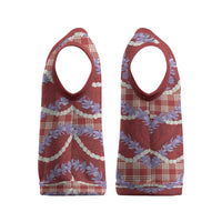 Red Hawaii Palaka Honohono Pikake Christmas Knitted V-Neck Vest Hawaiian Orchid Lei Polynesian Pattern - Polynesian Pride