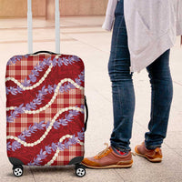 Red Hawaii Palaka Honohono Pikake Luggage Cover Hawaiian Orchid Lei Polynesian Pattern - Polynesian Pride