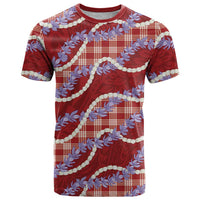 Red Hawaii Palaka Honohono Pikake T Shirt Hawaiian Orchid Lei Polynesian Pattern LT14 Red - Polynesian Pride