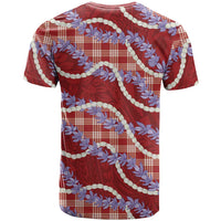 Red Hawaii Palaka Honohono Pikake T Shirt Hawaiian Orchid Lei Polynesian Pattern - Polynesian Pride